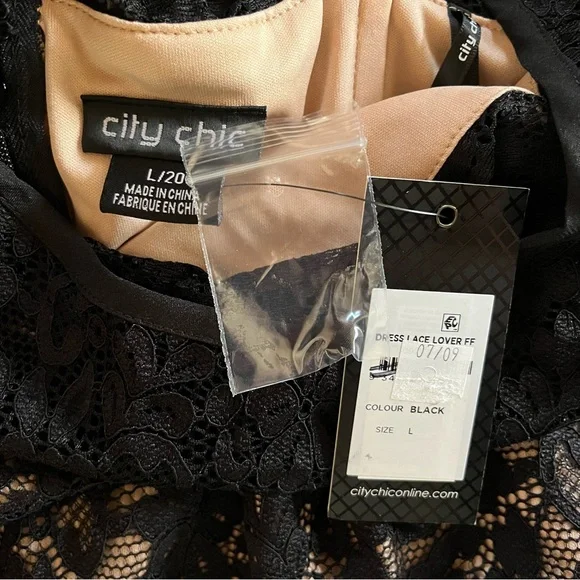 City Chic Womens Plus Size 20 Black Lace Lover Hi Low Midi Belt Dress NWT A-Line - Picture 8 of 12